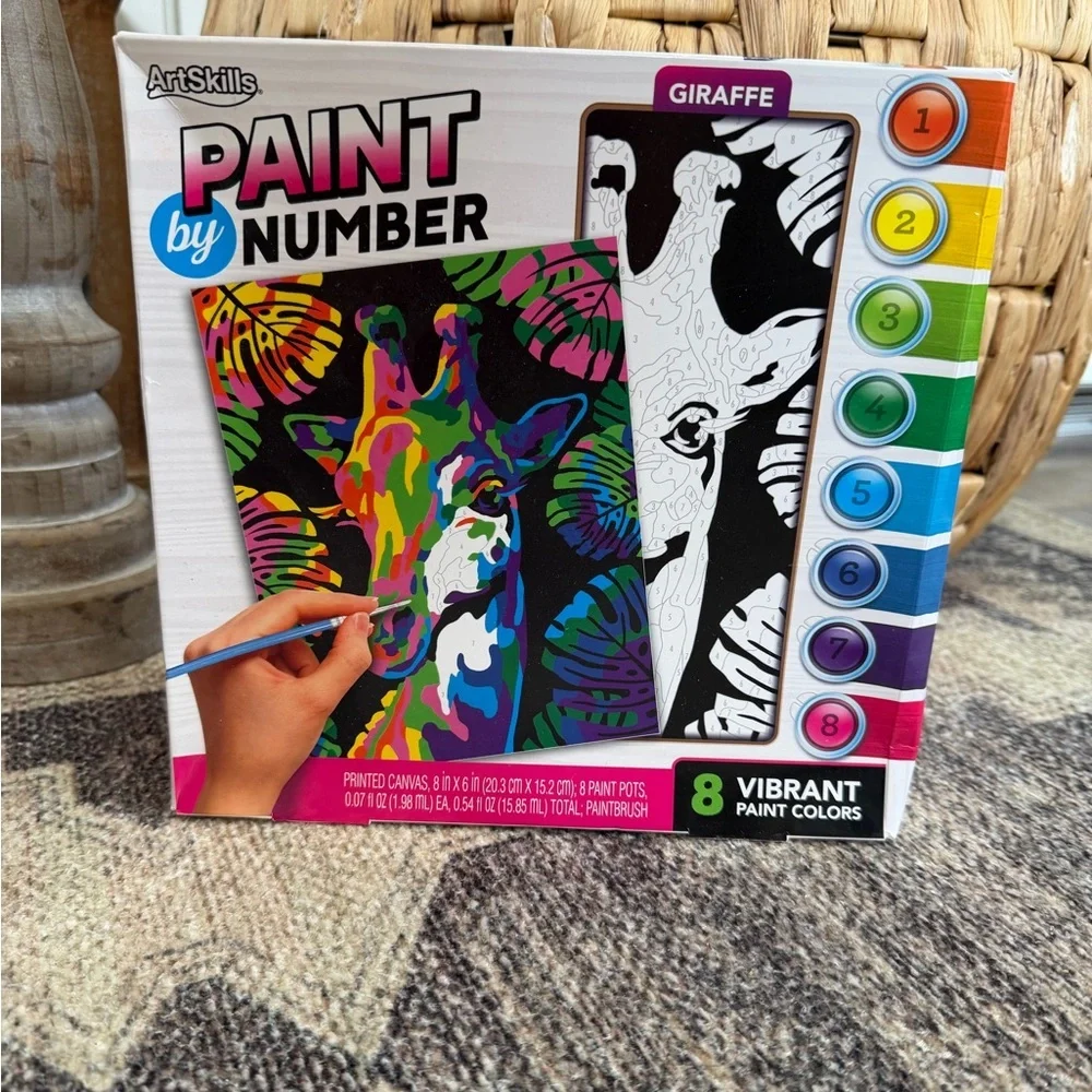 New Giraffe Paint-by-Number Kit — Vibrant Multicolor Set Retro Vibrant NIB